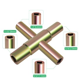 WBJKZJD 4 Way Sillcock Wrench, Steel Water Utility Key Gas Meter Keys Faucet Wrench Tool 1/4", 9/32", 5/16", 11/32" for Faucet, Spigots and Most Valves (1pc)