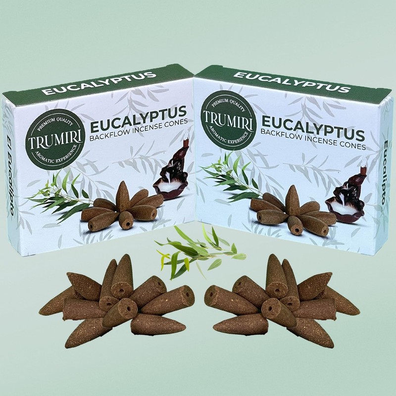 TRUMIRI Eucalyptus Backflow Incense Cones - Total 20 Incense Cones