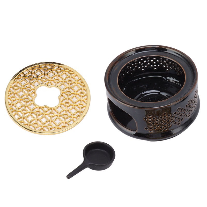 Teapot Warmer Tea Coffee Warmer Base Ceramic Heater with Spoon