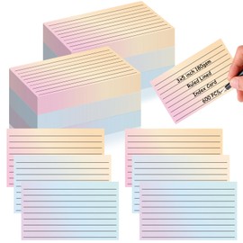 600 Pack Ruled Index Cards 3x5 Gradient Colored Index Cards Heavy Weight Note Cards 180gsm Flashcards Double Sided Notecards Lined Recipe Cards for Studying Drawing
