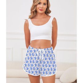 SWOMOG Womens Pajama Shorts Elastic Waist Bottom Women Comfy Lounge Pants Soft Sleep Shorts with Pockets S-XXL