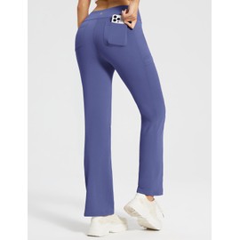 BALEAF Women's Fleece Lined Pants Yoga Pants Winter Thermal Warm High Waisted Dress Work Pants with 6 Navy Blue XXL