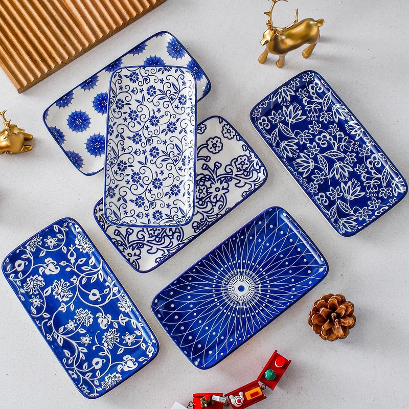 Cerkik Rectangle Serving Platter Set - 8 Inch Ceramic Dinner