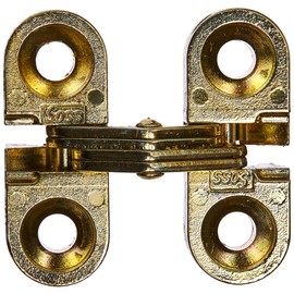 SOSS - 100CUS4 Mortise Mount Invisible Hinges with 4 Holes, Zinc, Satin Brass Finish, 1" Leaf Height, 3/8" Leaf Width, 15/32" Leaf Thickness, 5 x 3/4" Screw Size (1 Pair)