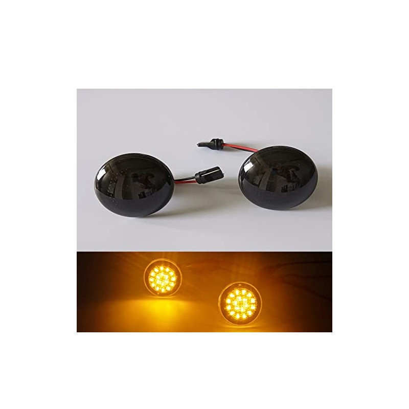 znakeauto 2X Smoked Lens Full LED Amber Front Fender Side