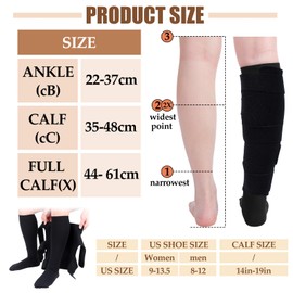 3 Pair Lymphedema Compression Leg Wrap with Calf Compression Sock 20-30 Mmhg Lymphedema Product Adjustable Brace Medical Shin Splint Wrap with Stocking for Heaviness Fatigue