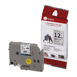 G&G TZe-135 Brother Pe-Touch Compatible Laminating Tape Transparent Tape White 0.5 inch (12 mm) Width 3.2 ft (8 m) Length