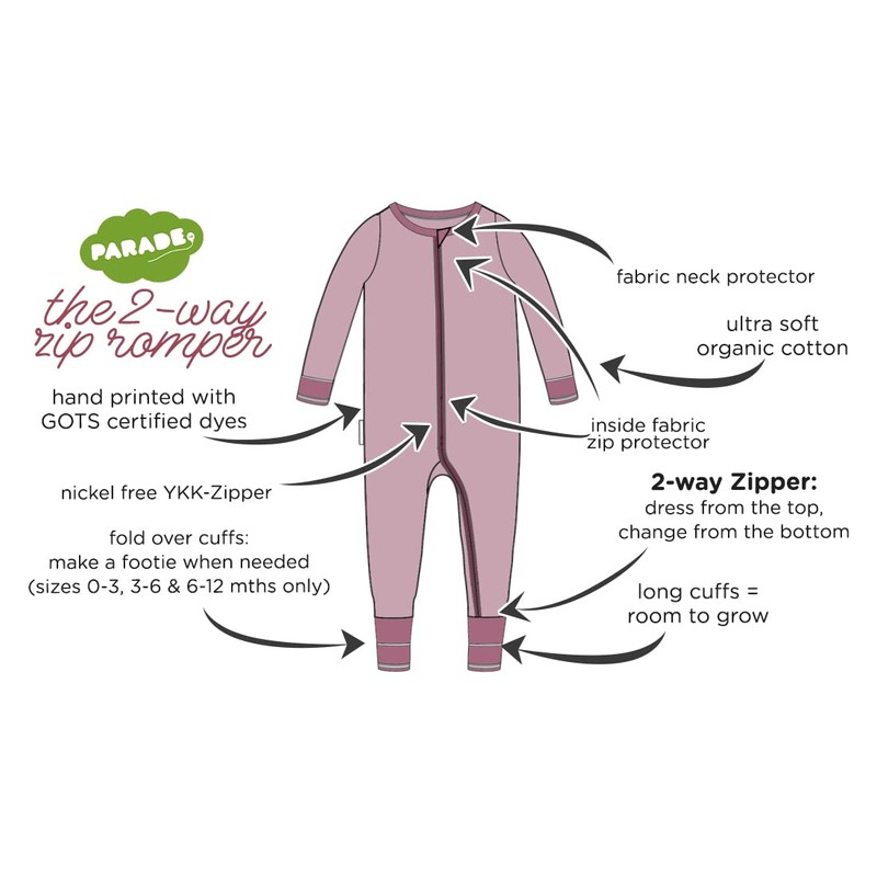 PARADE Organic Snuggle Soft Melange '2-Way' Zipper Romper Charcoal Melange