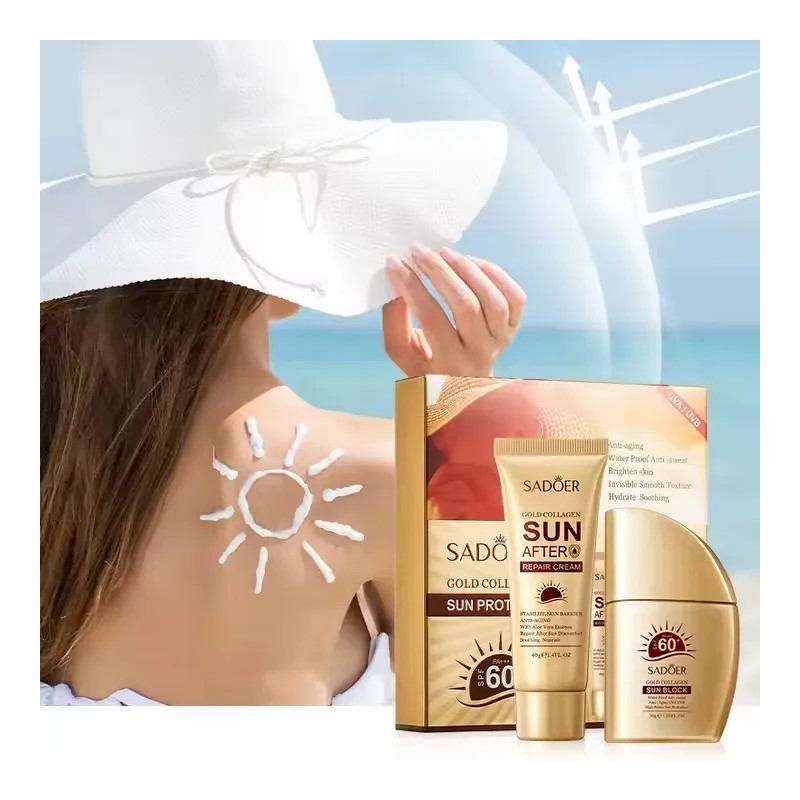 Kit De Protector Bloqueador Solar Gold Colágeno Sadoer Spf60