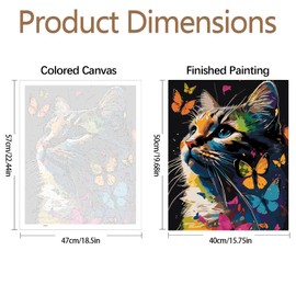 JATOK Paint by Numbers Adults, Paint by Numbers, DIY Cat with Brushes and Acrylic Paints, Hand Painted Oil Painting Canvas for Home Decor, Without Frame (40 x 50 cm)