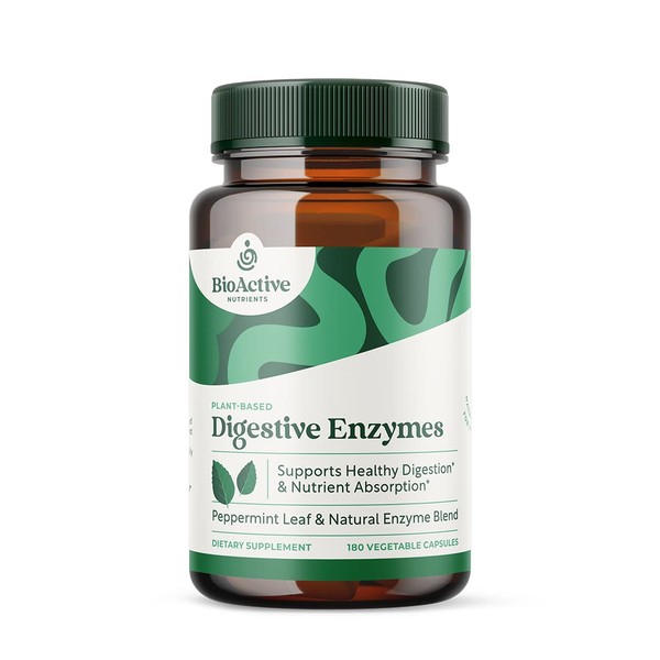 BioActive Nutrients Digestive Enzyme Complex, Supports Healthy Digestion and Maximum Nutrient Absorption, 180 Vegetable Capsules, 90 Servings, Helps Break Down Proteins, Fats, and Carbohydrates