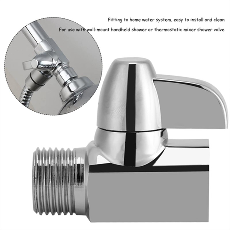 Horoper Shower Heads Diverter Valve 3‑Way Brass Chrome Diverter G1/2