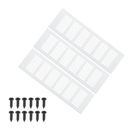 PATIKIL 10 x 3 Inch Door Air Vent Cover, 3 Pcs Heavy Duty Aluminum Grille Ventilation Cover Louvered with Mounting Screws for Cabinet Wardrobe Door, Silver