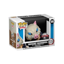 Epic Collectibles Pop Anime: Demonslayer - Inosuke Hashibira Lounging Pose Exclusive Vinyl Figure Bundle with Compatible Funko Box Protector