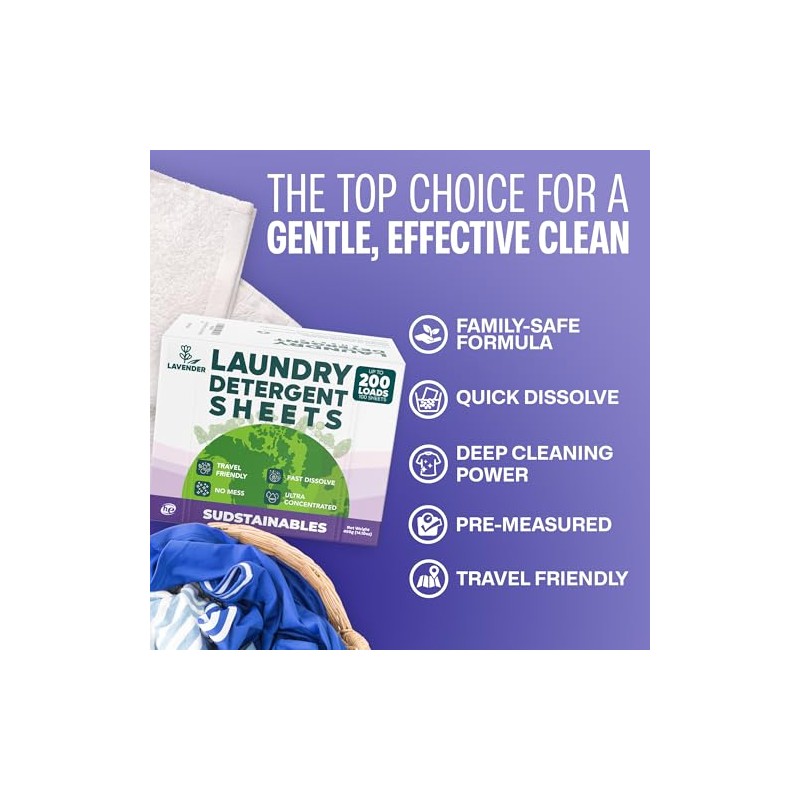 Sudstainables Sojourner Hojas De Detergente Para Ropa (200 Cargas) -