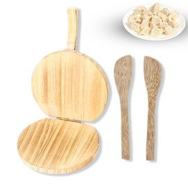 Cyrank Wooden Dough Pressing Tool, Wooden Tortilla Press Manual Dough Presser Dumpling Skin Maker Wood Dumpling Skin Presser Home Dumpling Skin Making Kitchen Tool