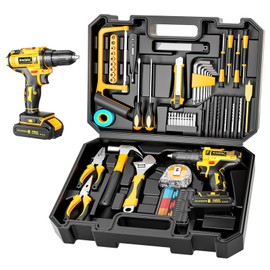 117-Piece Tool Kit with 12V Cordless Drill Mechanic Tool Set for Home & Auto Repair Toolbox Storage Case Perfect for Men, DIYers, Handymen
