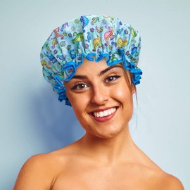 Bodylife Shower Cap Reusable Bath Cap Double Layered Waterproof Seahorse 27cm