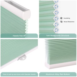 Homebox Cordless Cellular Shades for Home Office, Thermal Insulated Lighting Filtering Room Darkening Window Blinds, Honeycomb Shades for Windows Green 20" W×48" H