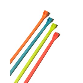 Gardner Bender 46-308FST Assorted Cable Ties, 8 inch, 75 lb, Electrical Wire and Cord Management, Nylon Zip Tie, 100 Pk, Fluorescent Blue, Green, Yellow & Pink