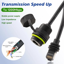 PENGLIN Starlink Mini/Gen3 Ethernet Adapter,Starlink Mini Cable Extender Adapter to Waterproof RJ45 Coupler Compatible with Starlink Dish & Router (Cable Length 9.84inch) 1 Pack