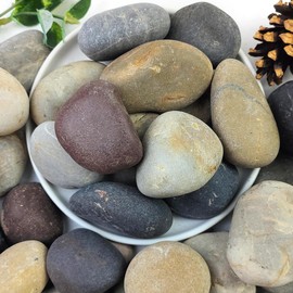 YISZM 40lbs Natural River Rocks, 2-3" Premium Pebbles for Garden and Landscape Design, Hand-Picked Smooth Stones for Fish Tank, Flower Pots, Indoor Water Fountains, Pathways, Backyard