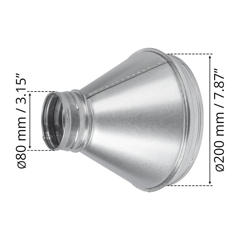 HVAC OV 8" to 3" Inch Round Duct Reducer -