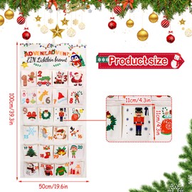 Advent Calendar 2024 as Wall Calendar Made of Fabric, Advent Calendar for Filling, Reusable with 24 Fabric Bags, Christmas Calendar Advent Calendar for Hanging, Christmas Decoration, Party Favours