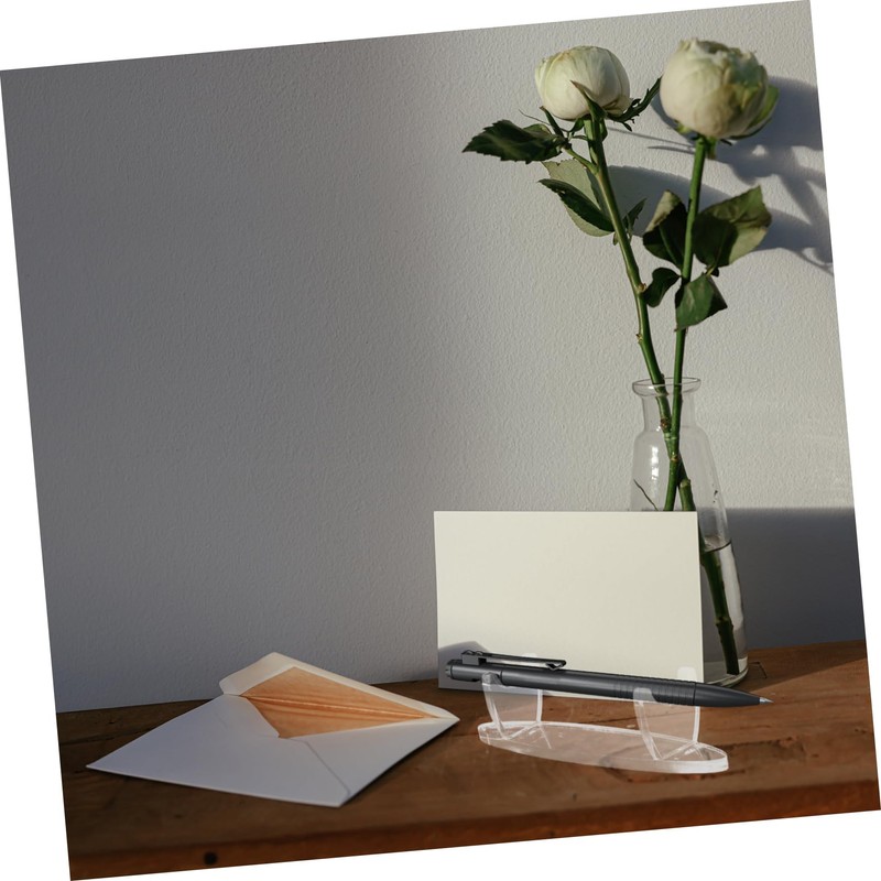 Generic 2pcs Transparent Acrylic Pen Holder with Slip Base Multifunctional