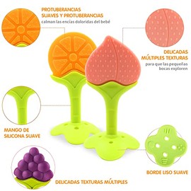 Salandens Mordedera para Bebe Juguetes 6pcs, Juego De Mordedores con Forma De Fruta, Juguetes De Dentición para Recién Nacidos.