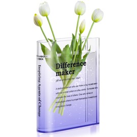 BuyCard Transparent Acrylic Book Vase for Flowers, Transparent Flower Vase for Home Decoration, Simple Bookshelf Decoration, Unique Stuff for Book Lovers, Difference Maker, Gift for