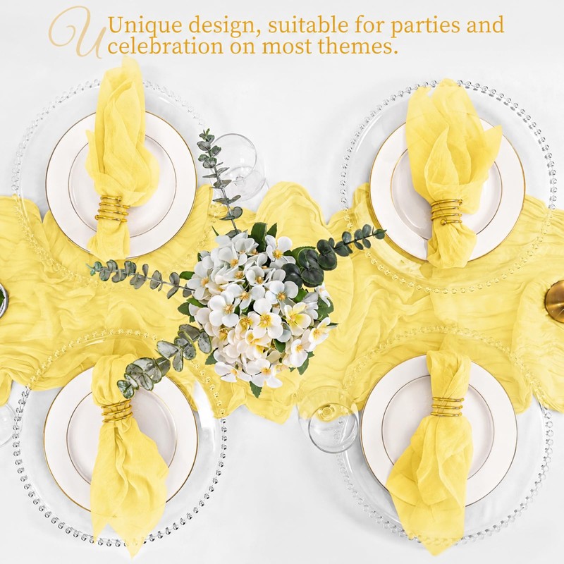 100 Pack Yellow Cheesecloth Napkins 20x20 Inch Cloth Napkins Bulk