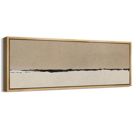 MUDECOR Large Framed Canvas Print Wall Art Minimalist Beige and Black Abstract Horizon Retro Fine Art Illustrations Decorative Colorful Multicolor for Bedroom - 60"x20"