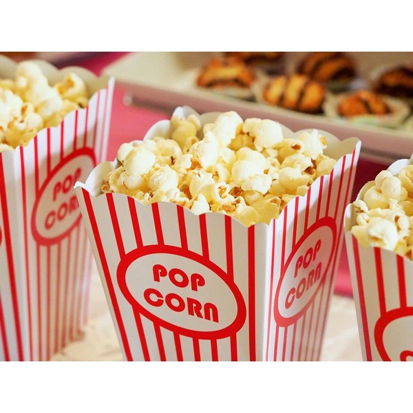HOT BARGAINS 50 X Popcorn Boxes Classic Red Striped Cardboard Popcorn Boxes for Kids Birthday Party Cinema Treats Paper Bags Fun (50)