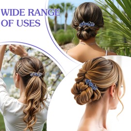 MBAIYO 2Pcs Blue Vintage Flower Jewelry Design Hairpin, Rhinestone Floral Hair Clips Vintage Crystal Flower Hairpins Bling Hair Barrette(Blue)