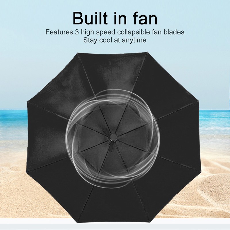Cooling Fan Umbrella UV Guard Sun Blocking 2600mAh USB Rechargeable
