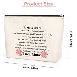 Daughter Gift from Mom to My Daughter 25X17cm Makeup Bag Christmas Birthday Graduation Gift for Daughter Bridal Shower Gift for Adult Daughter Wedding Gift Travel Toiletry Bag