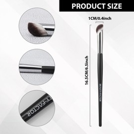 Angled Nose Contour Brush, Precision Bronzer Makeup Brush For Eyeshadow Contour & Highlight Blending Nose Sculpting and Defining, Concealer Under Eye, Nostrils, Brow Ridge，Nose Tip& Nasolabial Folds