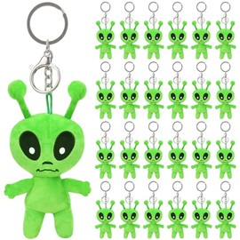 24Pcs Alien Plush Keychains Bulk, 5.1" Mini Soft Space-Themed Stuffed Keychain with Detachable Clasp, Portable Bag Charm Desk Decor for Party Favors Birthday Gifts Christmas Stocking Stuffers