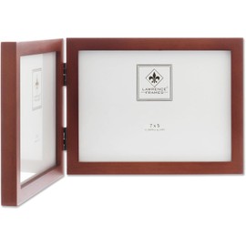 Lawrence Frames Hinged Double (Horizontal) Walnut Wood Picture Frame, Gallery Collection, 5 by 7-Inch