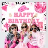 5 * 3ft Disco Cowgirl Birthday Party Backdrop Decorations Space
