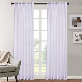 Megachest cotton look voile sheer slot top curtain a pair (cotton-look snow white, 56" wideX54 drop)