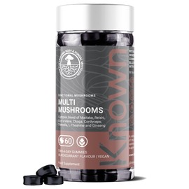 Mushroom Complex Gummies Lion's Mane and 5 Mushroom Blends (Reishi, Maitake, Cordyceps, Chaga & Tremella) Added Pantothenic Acid & Iodine - Blackcurrant-Flavoured Multi Mushroom Complex Vegan Gummies