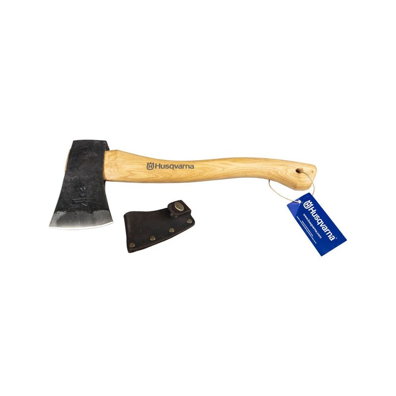 Husqvarna Hatchet, Small Axe with Leather Sheath and Hickory Handle,