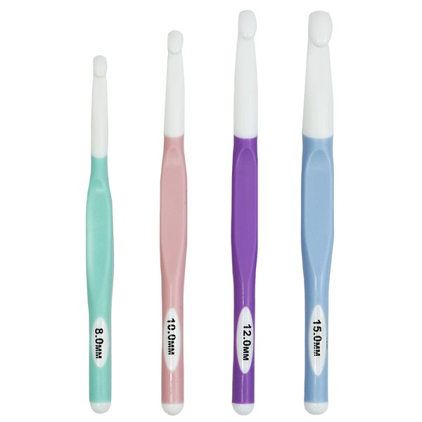 Ergonomic Large Crochet Hook Set with Rubber Handles 4 Sizes