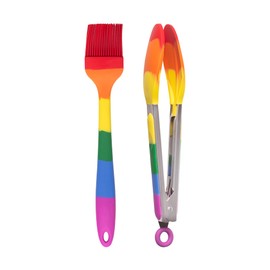 Cooking With Pride Silicone Tools, Non-Stick and Heat-Safe, Includes Pastry Brush and Tongs