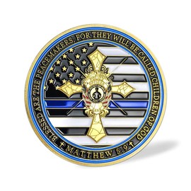 American Police Officer Challenge Coins Thin Blue Line Prayer Coin Law Enforcement Coins God Bless The Police k9 Thank You for Your Service Coin Achievement Gifts for Police