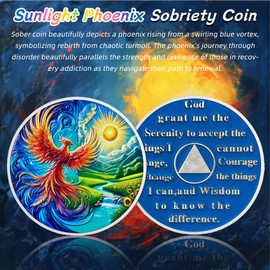 IELCJJ Sobriety Coin – Original Rebirth Phoenix Rising Sobriety Chip Upon Awakening Sunlight AA Coins and Medallions Recovery Addiction Sober Token Alcoholics Anonymous Gifts (A)