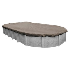 Robelle 15 x 30 ft Extra Heavy Duty XL Mesh Taupe/Black Winter Oval Pool Cover for Above Ground Pools, 4 ft Overlap (19 x 34 Cover Size), 12 x 12 Scrim, 3.7 oz/yd2, 15-Year Warranty, Style: 431530-4