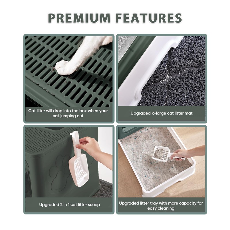 Medario Cat Litter Box with X-Large Litter Mat and Scoop,